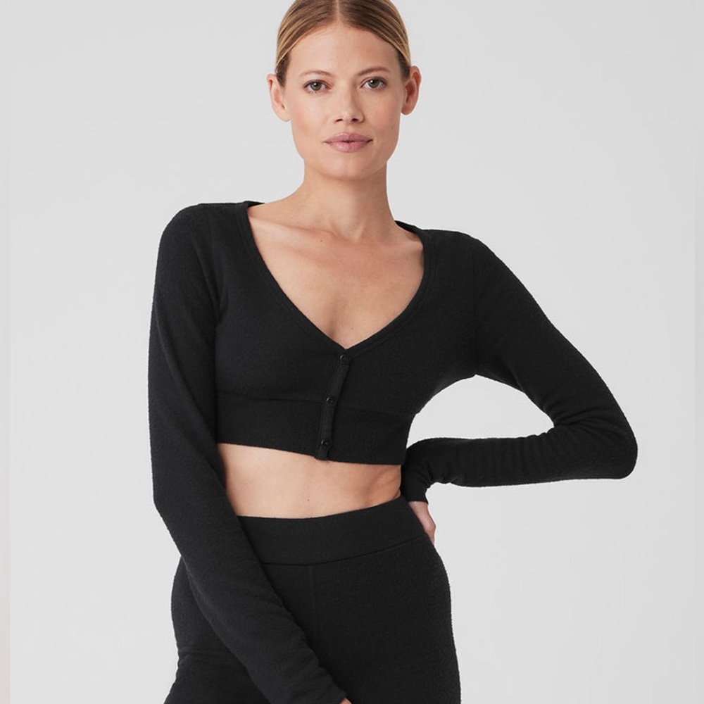 Alo Yoga Black Long Sleeve Crop Top